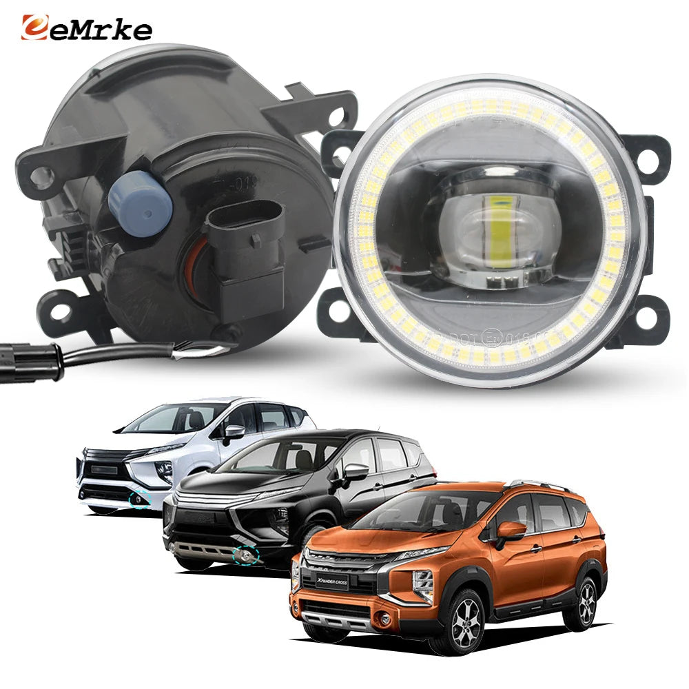 Led Fog Lights Lens for Mitsubishi Xpander NC1W 2017 2018 2019 2020 2021 2022 COB Angel Eye DRL Devil Eyes Daytime Running Light — view 1