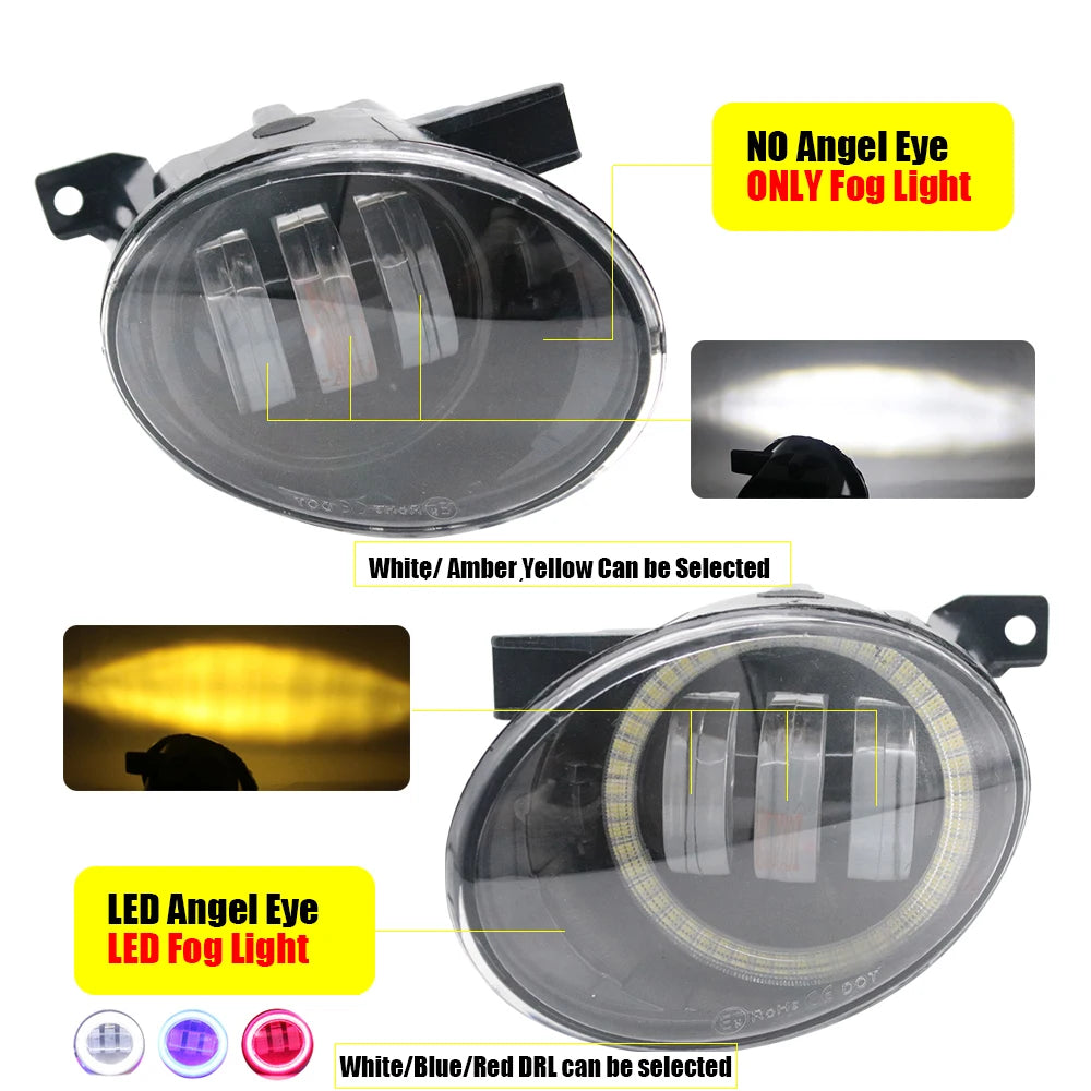 Led Fog Lights wtih Lens for Volkswagen Jetta A6 2012 2013 2014 Angel Eye Front Bumper DRL Daylight Head Lamp 30W Left and Right — view 2