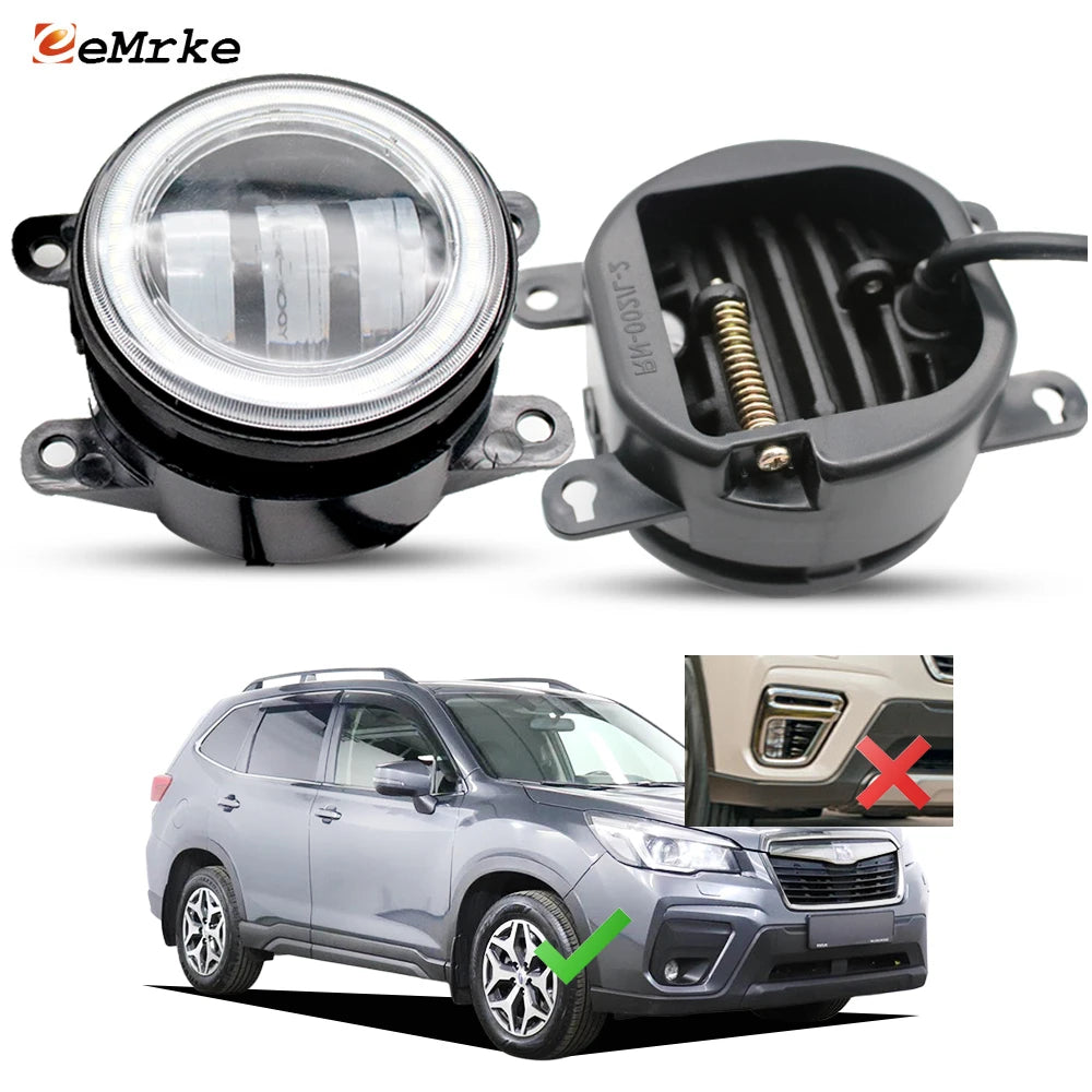 LED Halo 40W White + Yellow Fog Lights Front Bumper Driving Lamp For Subaru Forester SK MK V 2018 2019 2020 with Round Fog Lamp — view 1
