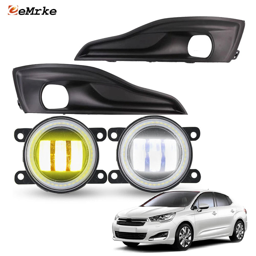Led Lens Car Fog Lights PTF 40W for Citroen C4 C4L Saloon CIS 2013 2014 2015 2016 Angel Eyes DRL or ADD Fog Lamp Frame Cover — view 1