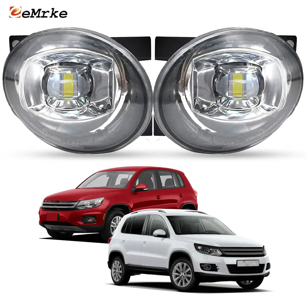 Led Lights for Volkswagen Tiguan 5N 1 Facelift 2011-2016 2 Pieces Car LED Fog Lights Assembly with Lens DRL Daytime Running Lamp — view 1
