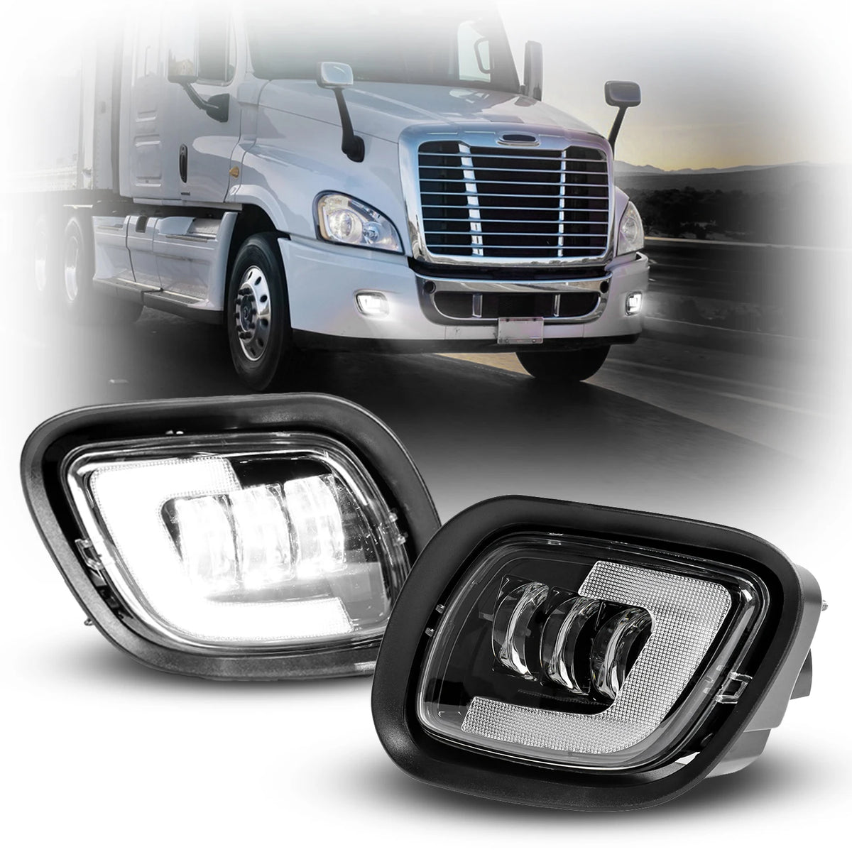 Led Projector Fog Lights for Freightliner Cascadia 2008-2017 Accessories Semi Trailer Truck Front Fog Lamps with Position Light — view 1