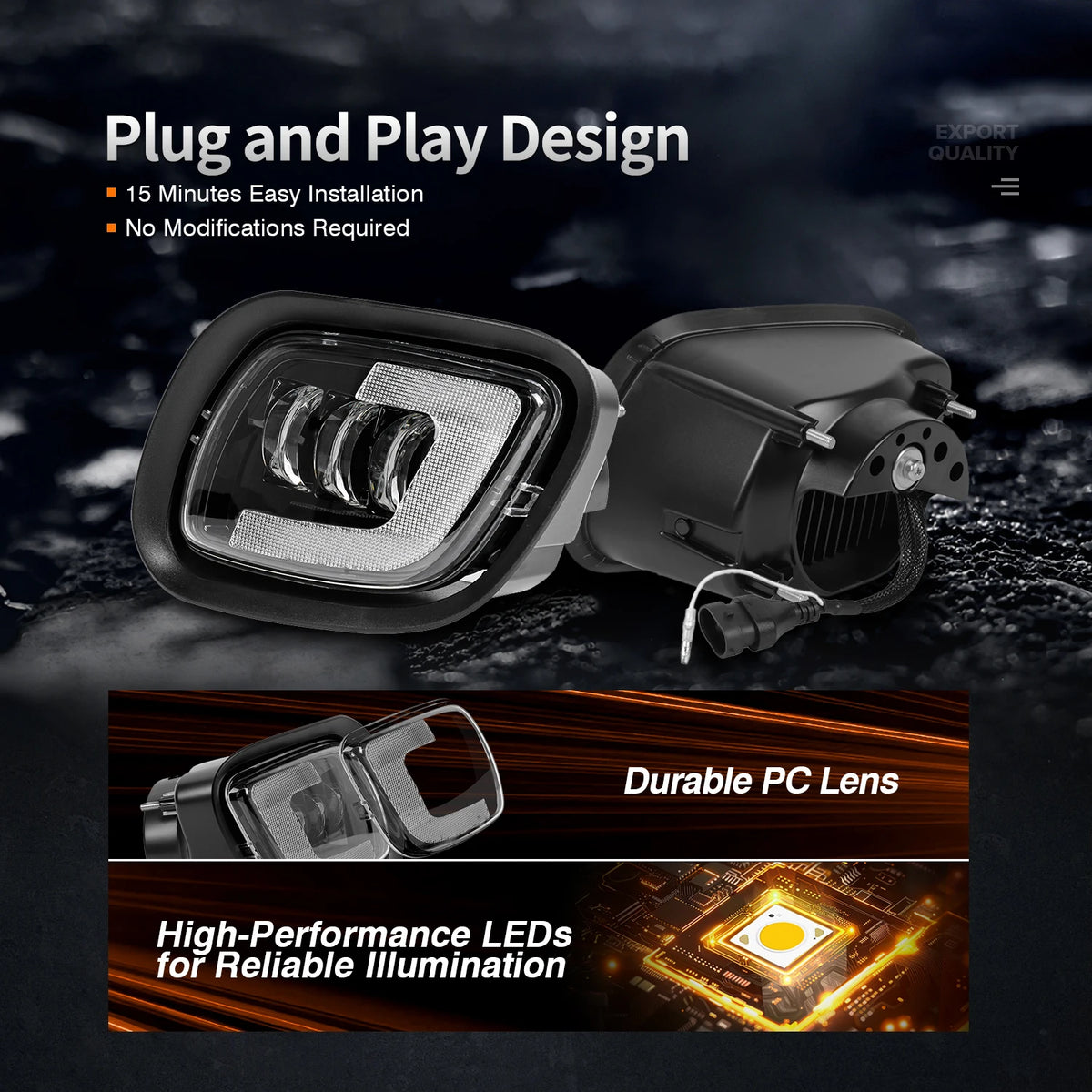 Led Projector Fog Lights for Freightliner Cascadia 2008-2017 Accessories Semi Trailer Truck Front Fog Lamps with Position Light — view 5