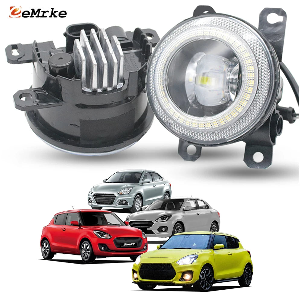 LED Working Fog Light For Suzuki Swift V 5 Dzire 2018 2019 2020 2021 2022 2023 Angel Eye DRL Fog Driving Lamp Accessories — view 1