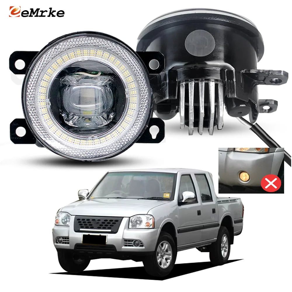 Left & Right for Great Wall Sailor SA220 Post-facelift 2009 2010 2011 LED Fog Driving Light Lens Angel Eye DRL Exterior Lights — view 1