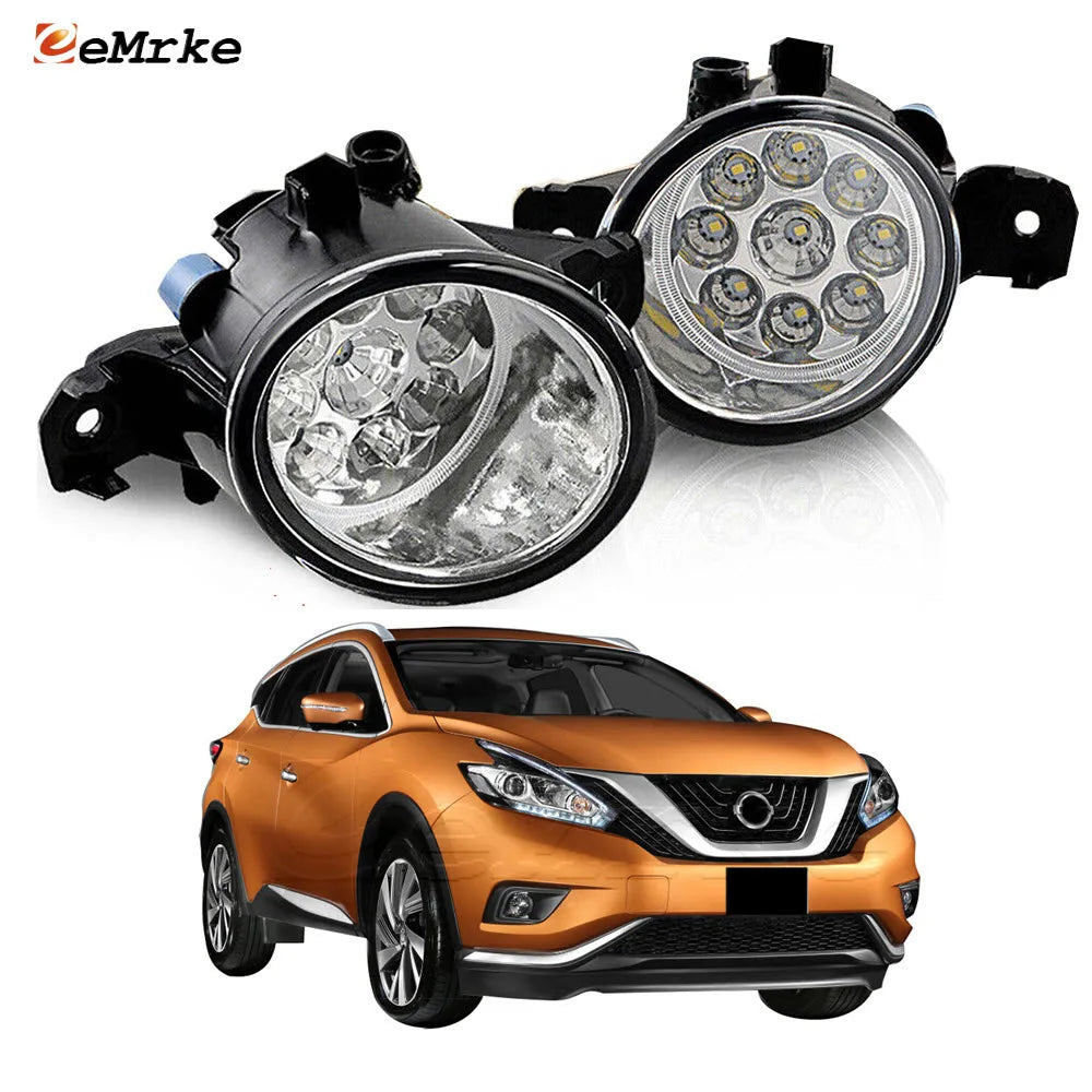 Left and Right Led Fog Lights Assembly for Nissan Murano III Z52 2015-2018 DRL Car PTF Daytime Running Light Fog Lamp Accessory — view 1