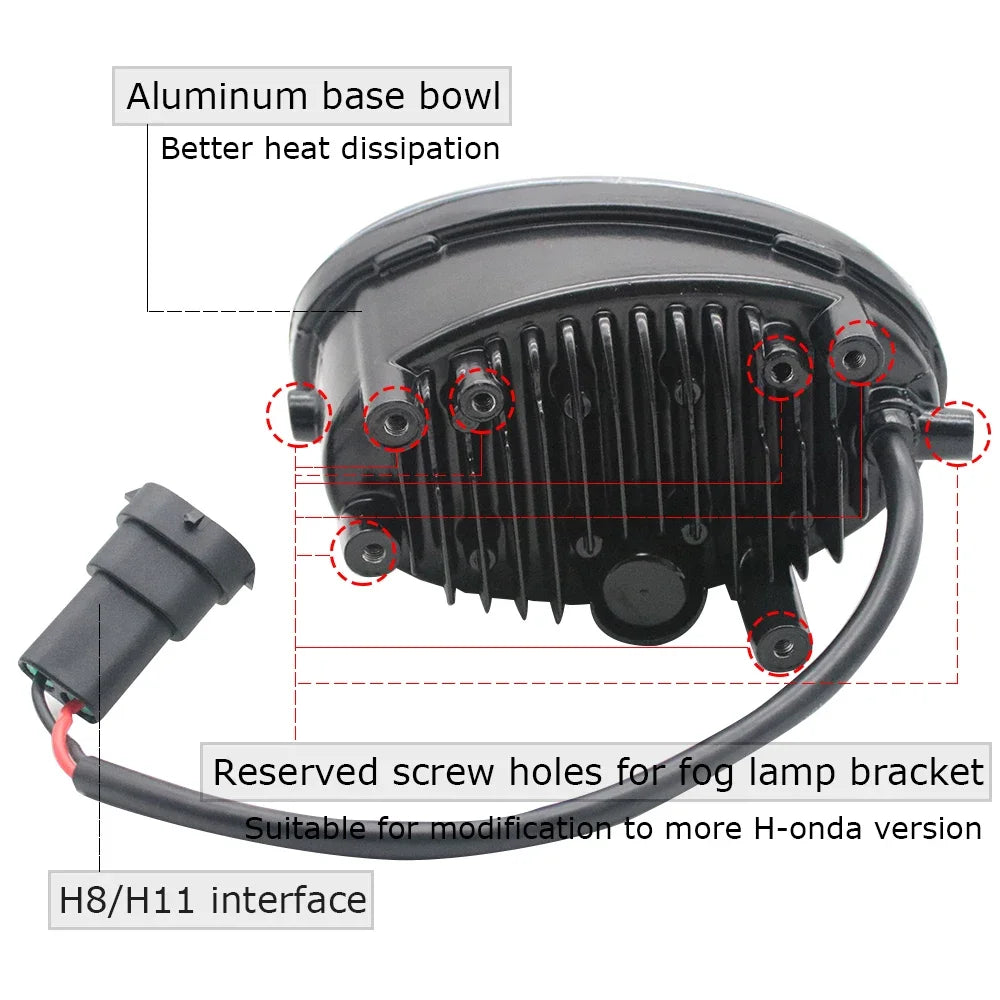 Modified Upgrade Cut-Line Lens Full Led Car Fog Lights for Honda Accord Inspire CS CP 2008 2009 2020 2011 2012 White and Yellow — view 3