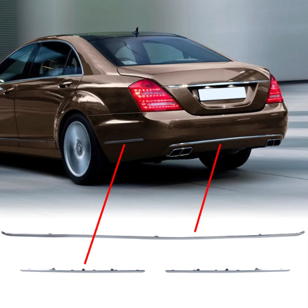 NEW For W221 Rear Bumper Lower Chrome Molding Trim OE# 2218850321 2218850421 2218850521 For Mercedes S Class W221 2010 2011 2012 — view 1
