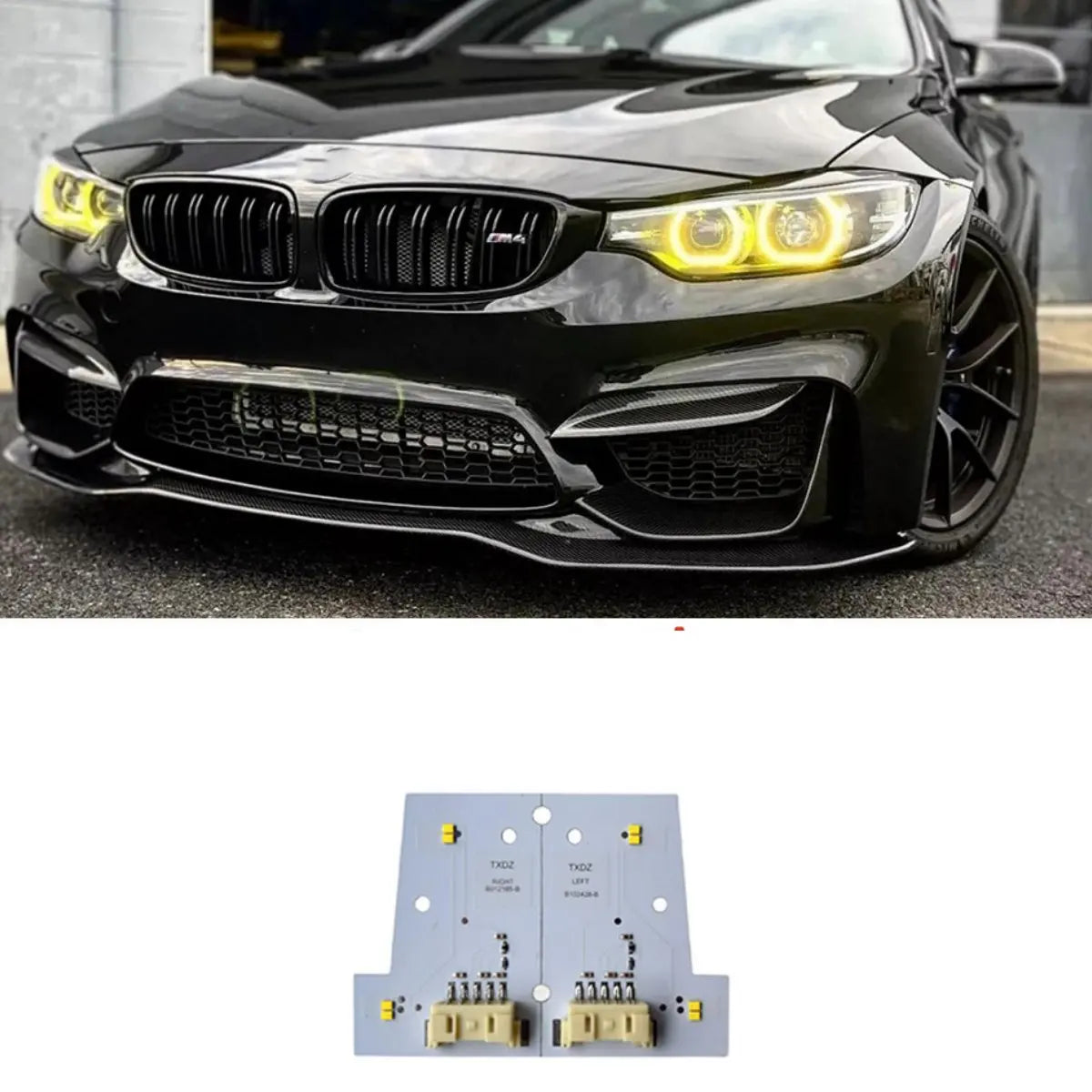 NEW Headlight DRL Module Daytime Running Light Yellow Color OE# 63117493227 63117493228 For BMW M3 F80 F32 F82 M4 F36 2017- 2020 — view 1