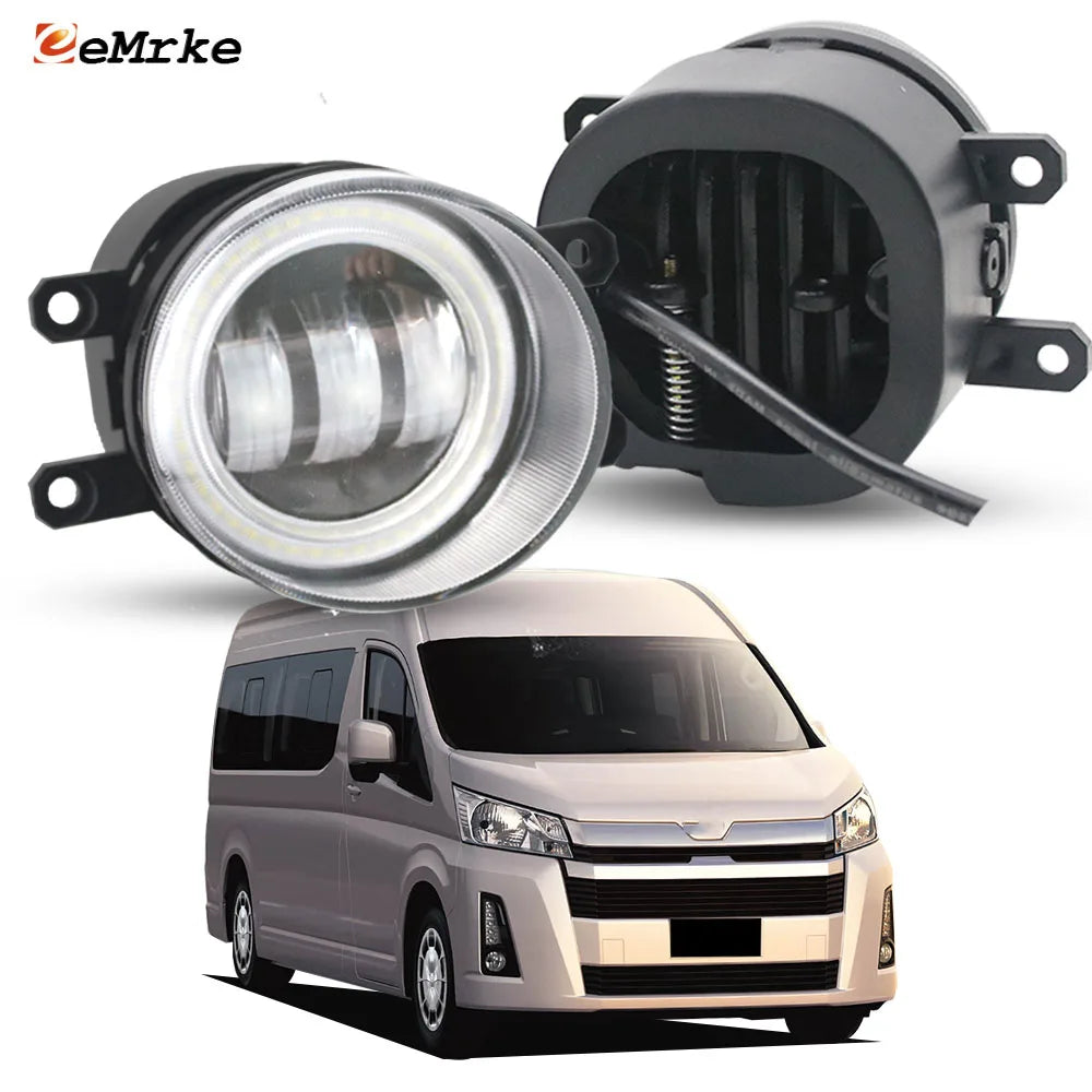 NO ERROR Led Fog Light With Projector Lens Angel Eye for Toyota Hiace H300 300 VI Quantum Commuter 2019 2020 2021 2022 2023 2024 — view 1