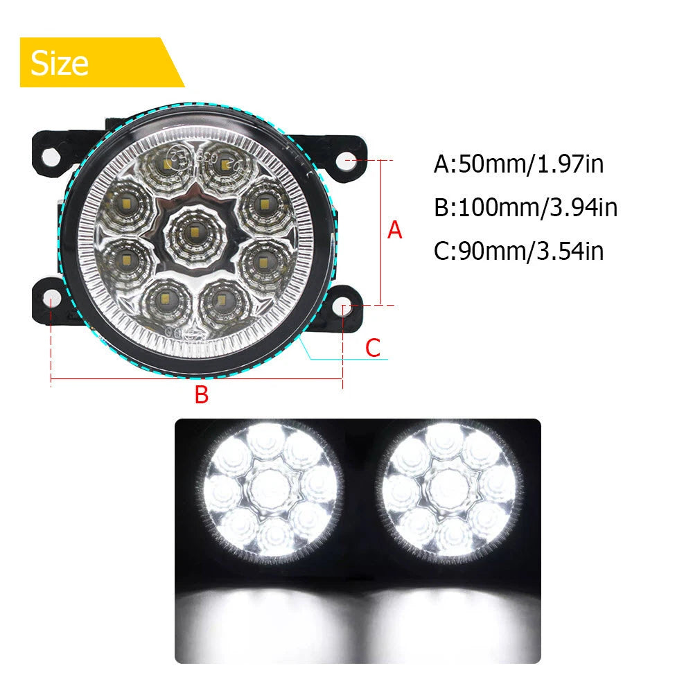 Pair Car 9 Led Fog Lamp Assembly for Renault Trafic 3 X82 2015 2016 2017 2018 2019 2020 Fog Lights H11 DRL Daytine Running Light — view 4
