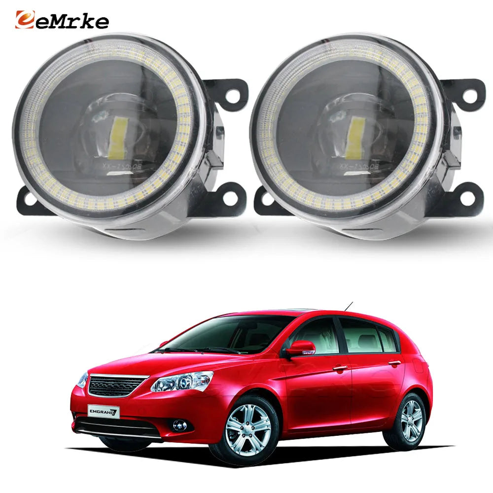 Pair Clear Lens Led Car Fog Lights Assembly 30W for Geely Emgrand EC7 RV 2009-2016 Angel Eyes DRL PTF 30W Daytime Running Lamp — view 1