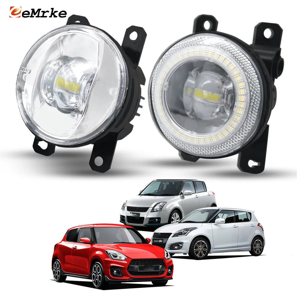 Pair For Suzuki Swift Sport 2006-2019 2020 2021 2022 2023 LED Fog Lights Angel Eye DRL Aperture Fog Driving Lamp PTF Accessories — view 1