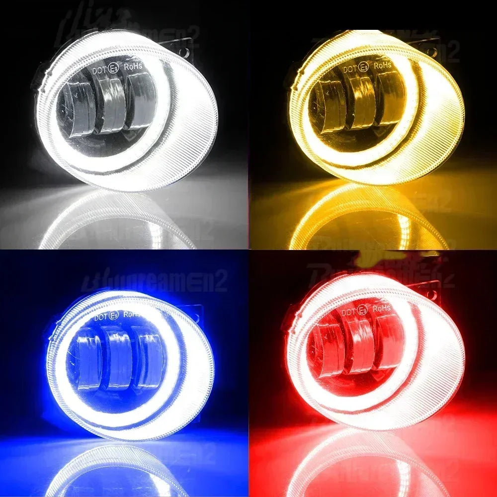Pair Led Fog Lights Angel Eye DRL Lens Fog Driving Lamp Day Light for Volkswagen Polo Vento Sedan Polo Cross 6R 2010 2011-2014 — view 6