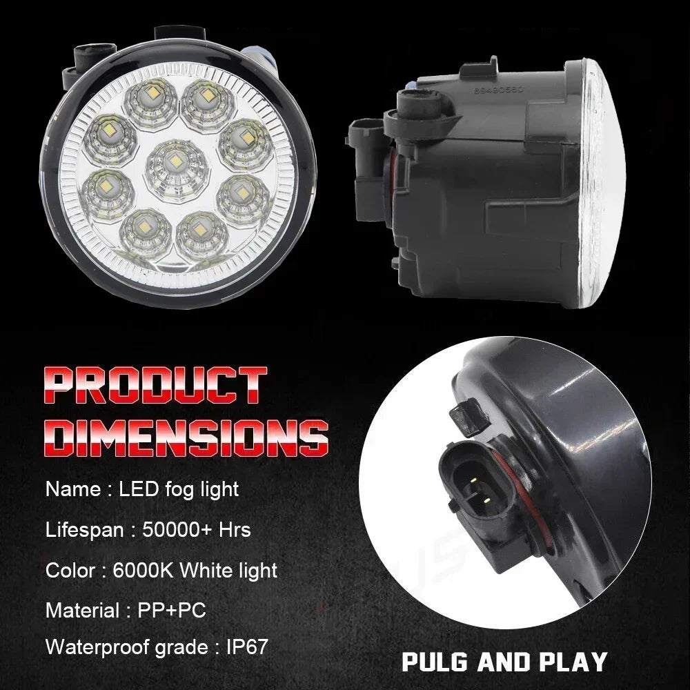 Pair LED Fog Lights for Nissan Tiida C11 C12 2005 2006 2007 2008 2009 2010 2011 2012 2013 2014 PTF DRL Daytime Running Light — view 5