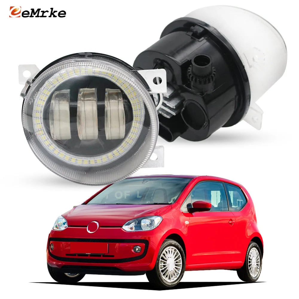 Pair Led Fog Lights for Volkswagen VW Up ! 2011 2012 2013 2014 2015 Angel Eye DRL Lens Fog Driving Lamp Headlight Low Beam — view 1