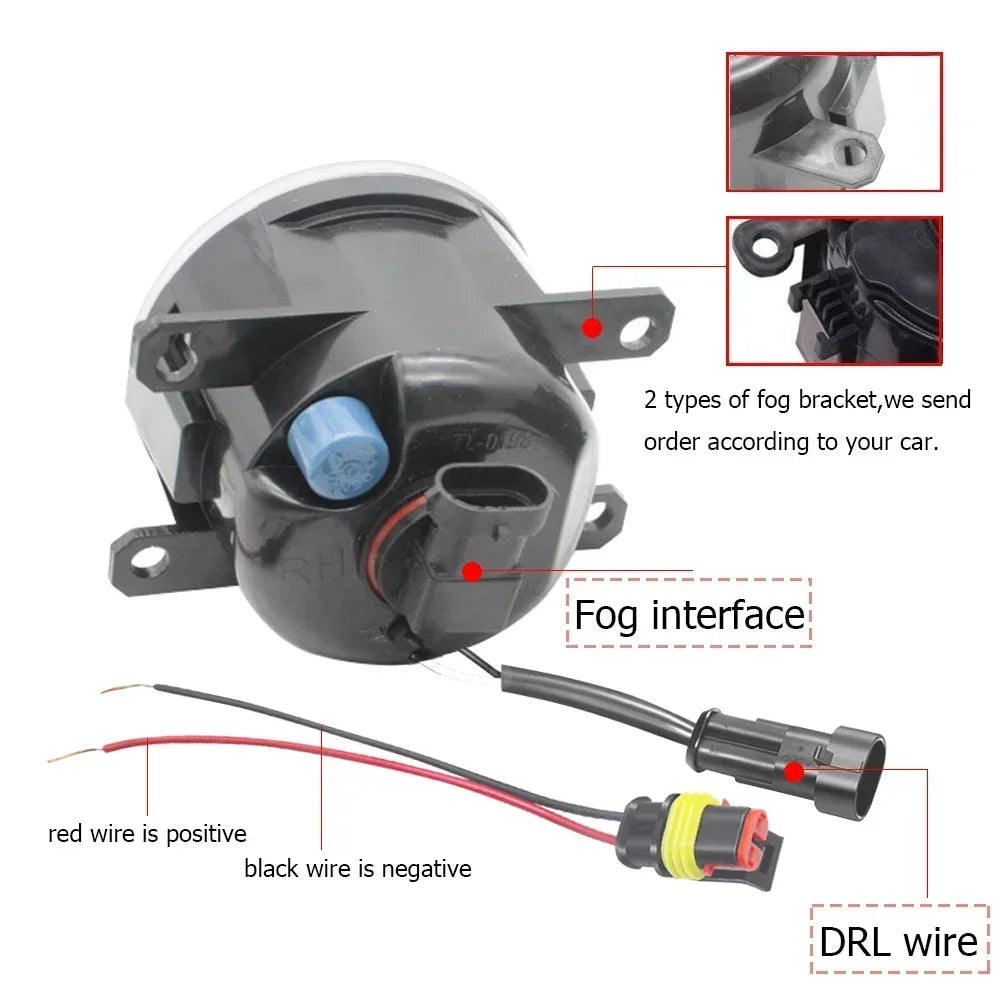 Pair LED Fog Lights Lens Add DRL Function Car Accessories for Citroen C3 II 2009-2015 C3 III 2016-2022 C3 Picasso SH 2009-2012 — view 5
