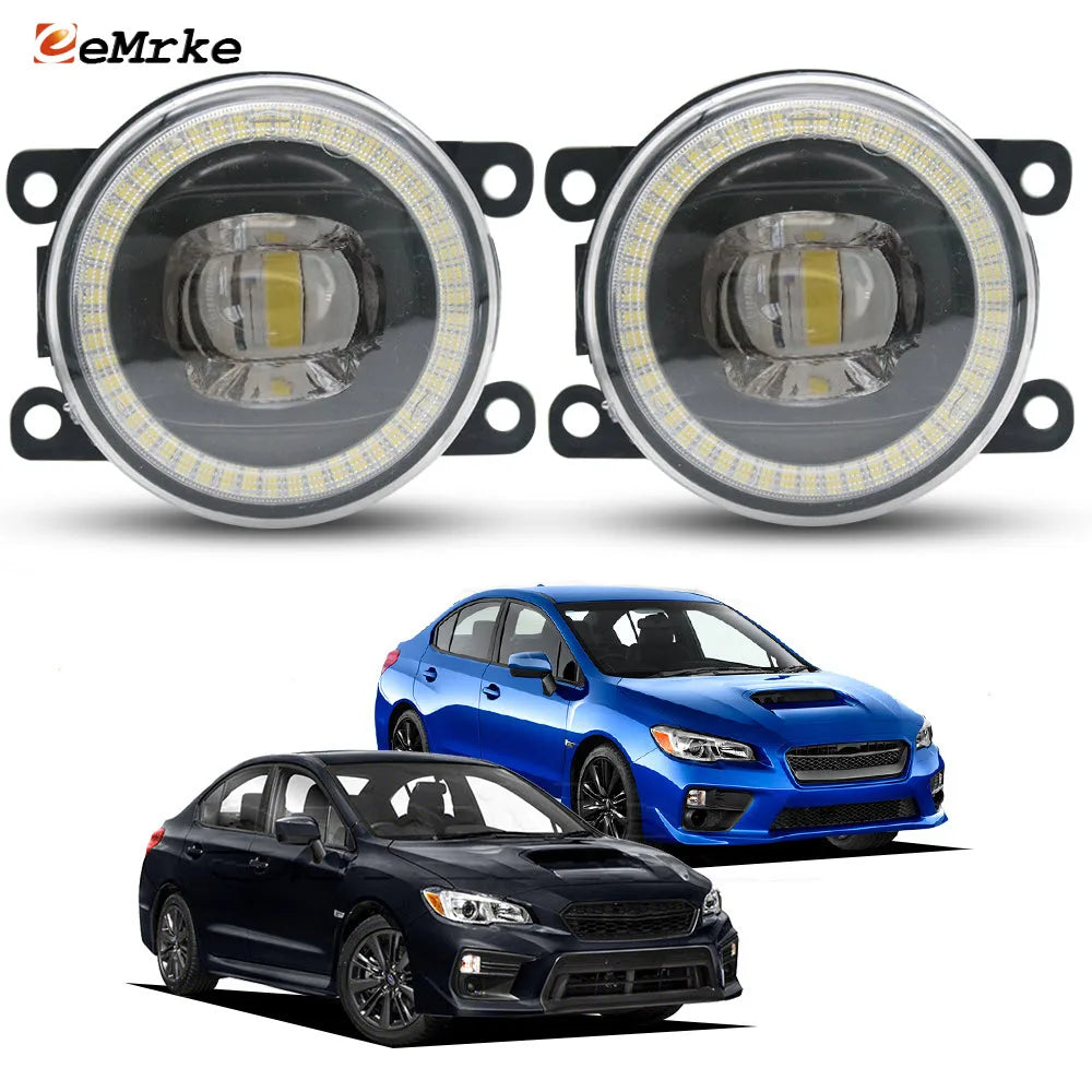 Pair LED Fog Lights Lens Angel Eyes DRL for Subaru WRX S4/ WRX STi VA 2015 2016 2017 2018 2019 2020 Car PTF Daytime Running Lamp — view 1