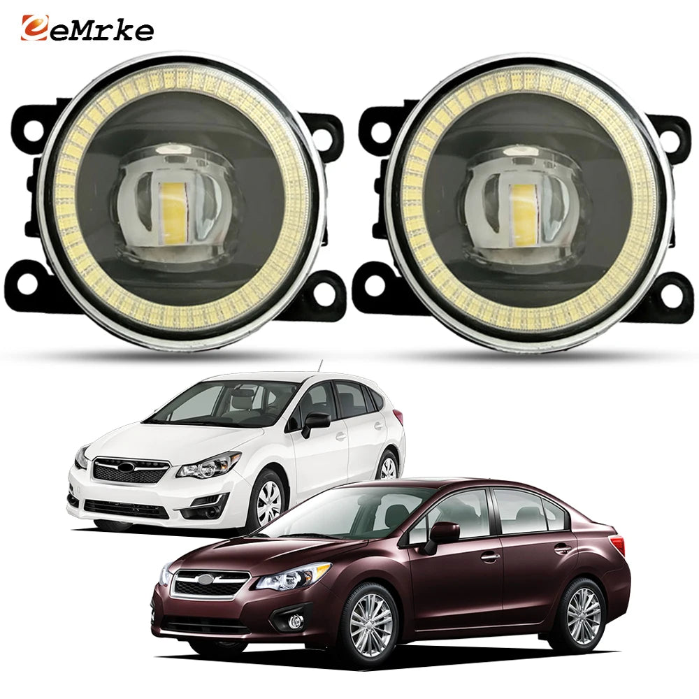 Pair LED Fog Lights Lens Angel Eyes DRL for Subaru Impreza Sedan Hatch IV 2012 2013 2014 2015 2016 Car PTF Daytime Running Lamp — view 1