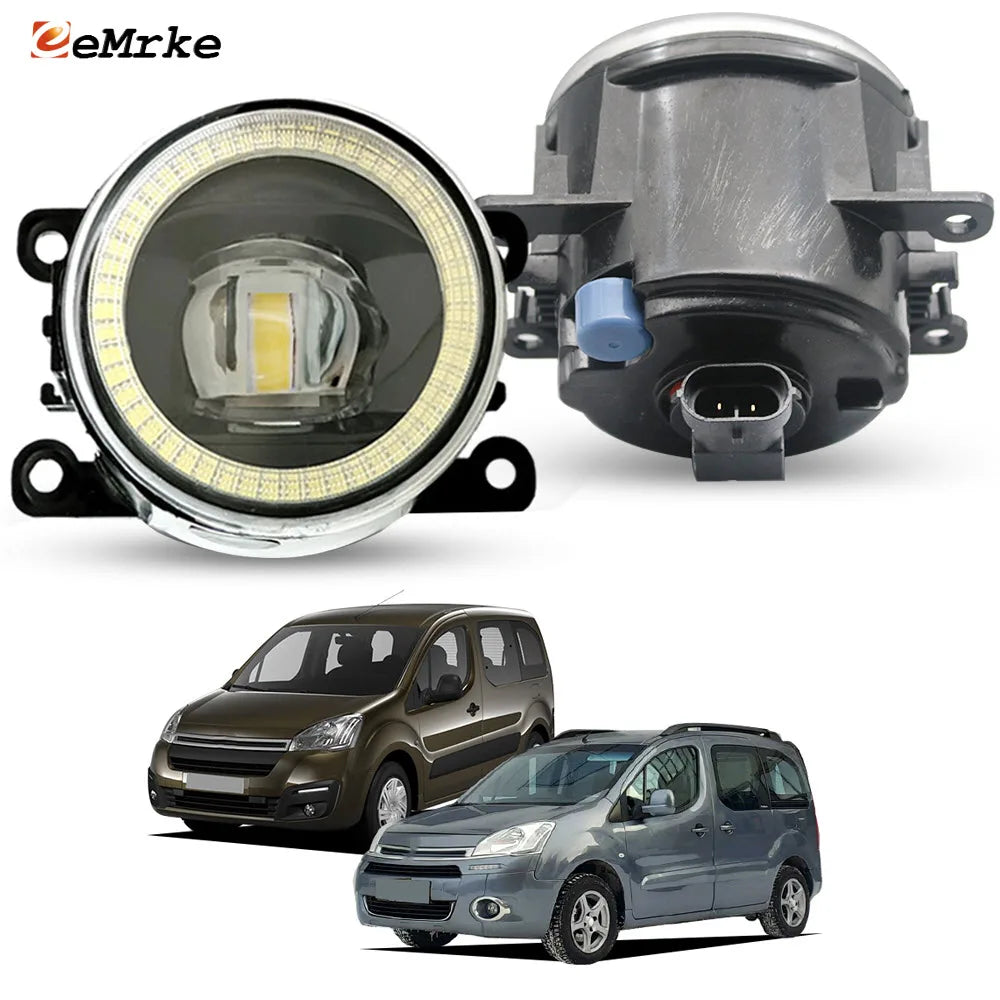 Pair LED Fog Lights Lens DRL Car PTF Daytime Running Lamp Factory Replace For Citroen Berlingo B9 / Peugeot Partner 2012-2018 — view 1