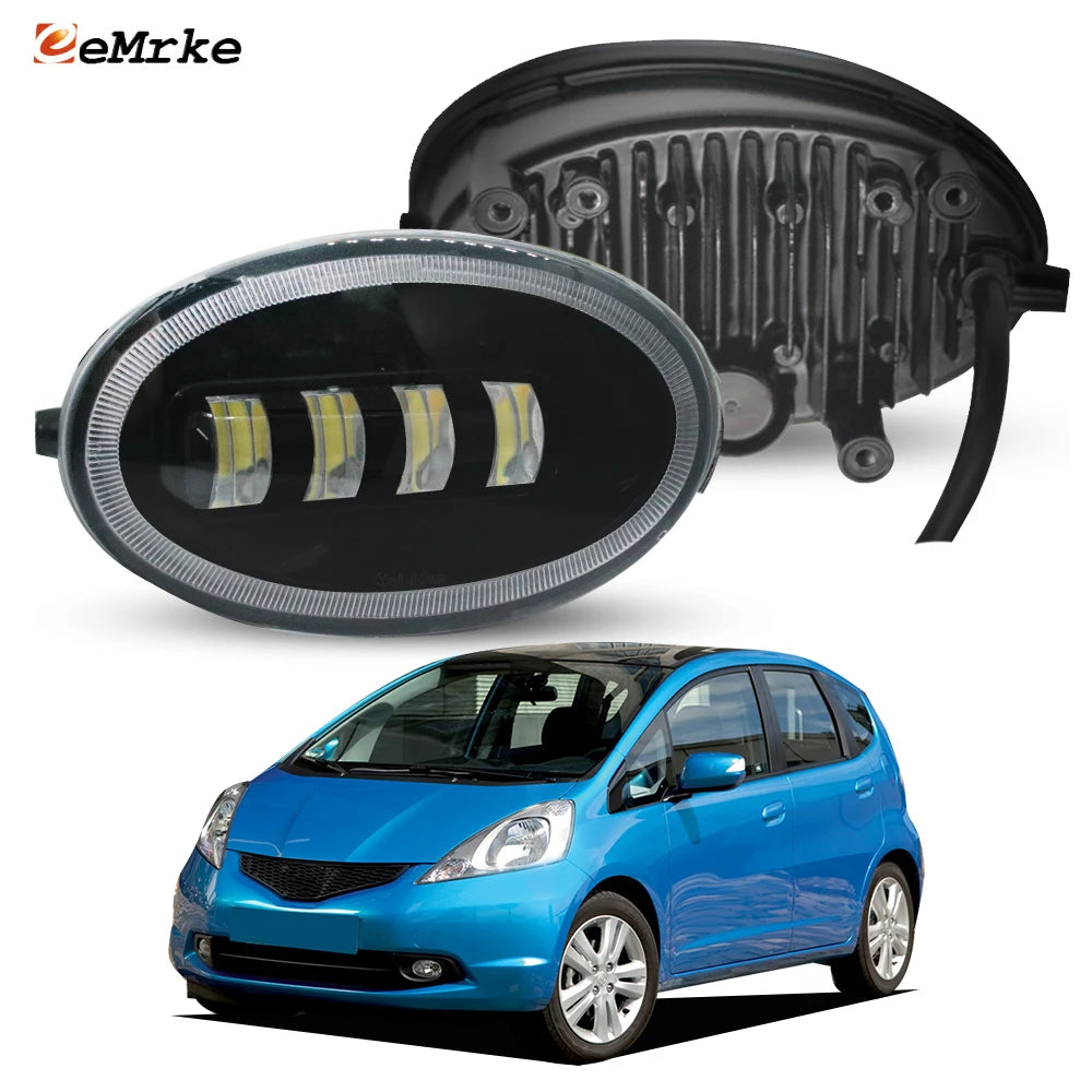 Pair Upgrade 40W White + Yellow Led Fog Light Lens DRL Headlight for Honda Fit Jazz MK II 2008 2009 2010 Left and Right Side — view 1