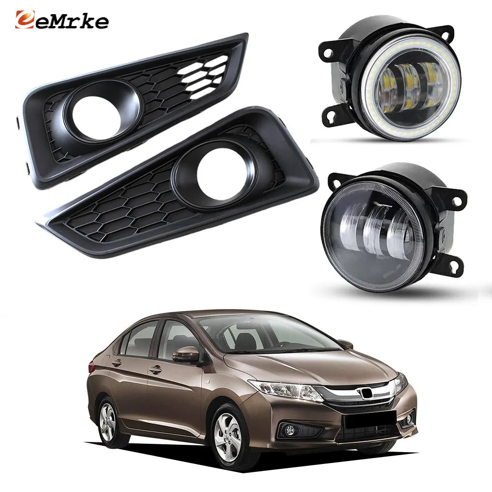 Replace Led Fog Lights 40W For Honda City Ballade GM6 2014 2015 2016 with Car Angel Eyes DRL Or Front Bumper Fog Lampshade Cover — view 1