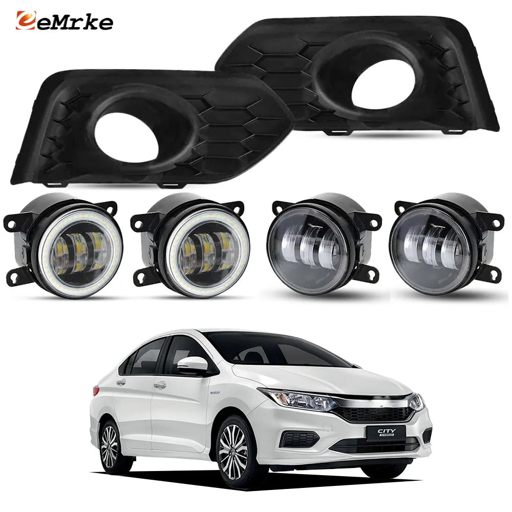 Replace Led Fog Lights 40W For Honda City Ballade GM 2017 2018 2019 with Angel Eyes Car DRL Or Front Bumper Fog Frame Cover — view 1
