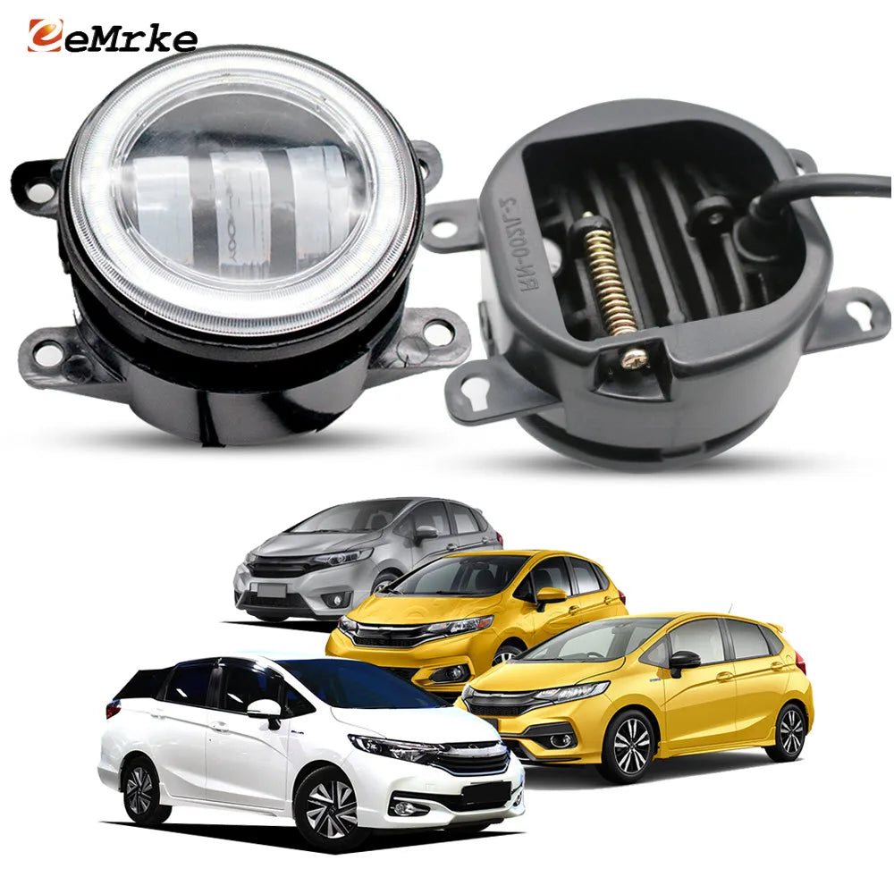 Replace Led Fog Lights 40W with Angel Eyes Car DRL For Honda Fit Jazz GP GK / Shuttle 2015 2016 2017 2018 2019 White / Yellow — view 1