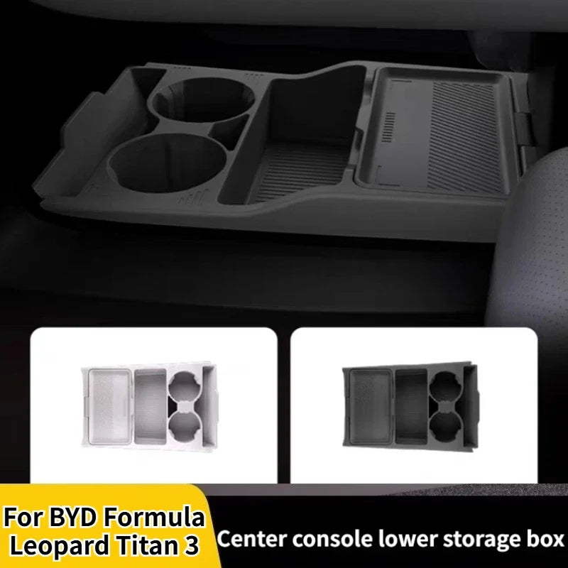 Silicone Center Console Lower Storage Box Car Interior Partitioned Storage Organizer for BYD Titanium 3 / Denza B3 2025 2026 — view 1
