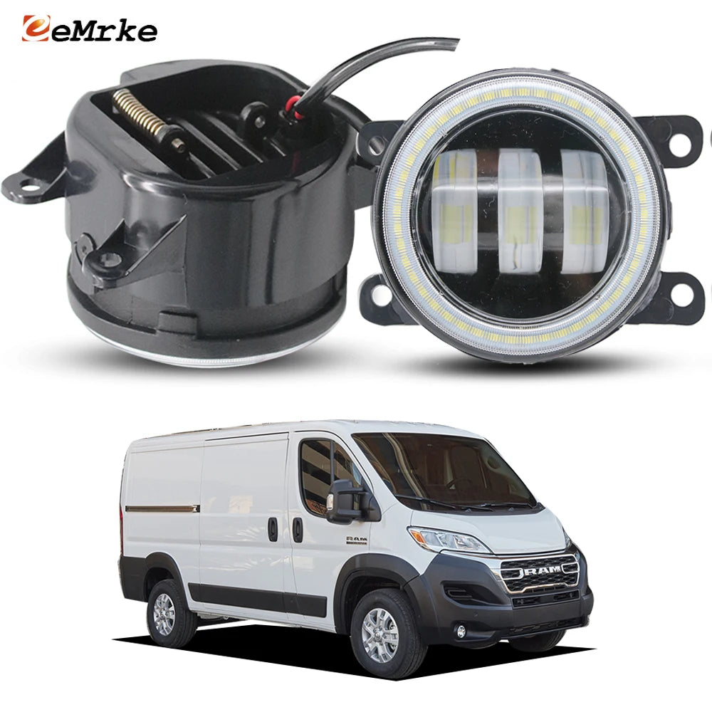Two-Color Led Fog Lights Add Car Angel Eyes Day Light High Power 40W / 50W For Ram ProMaster 2015-2020 2021 2022 2023 2024 2025 — view 1