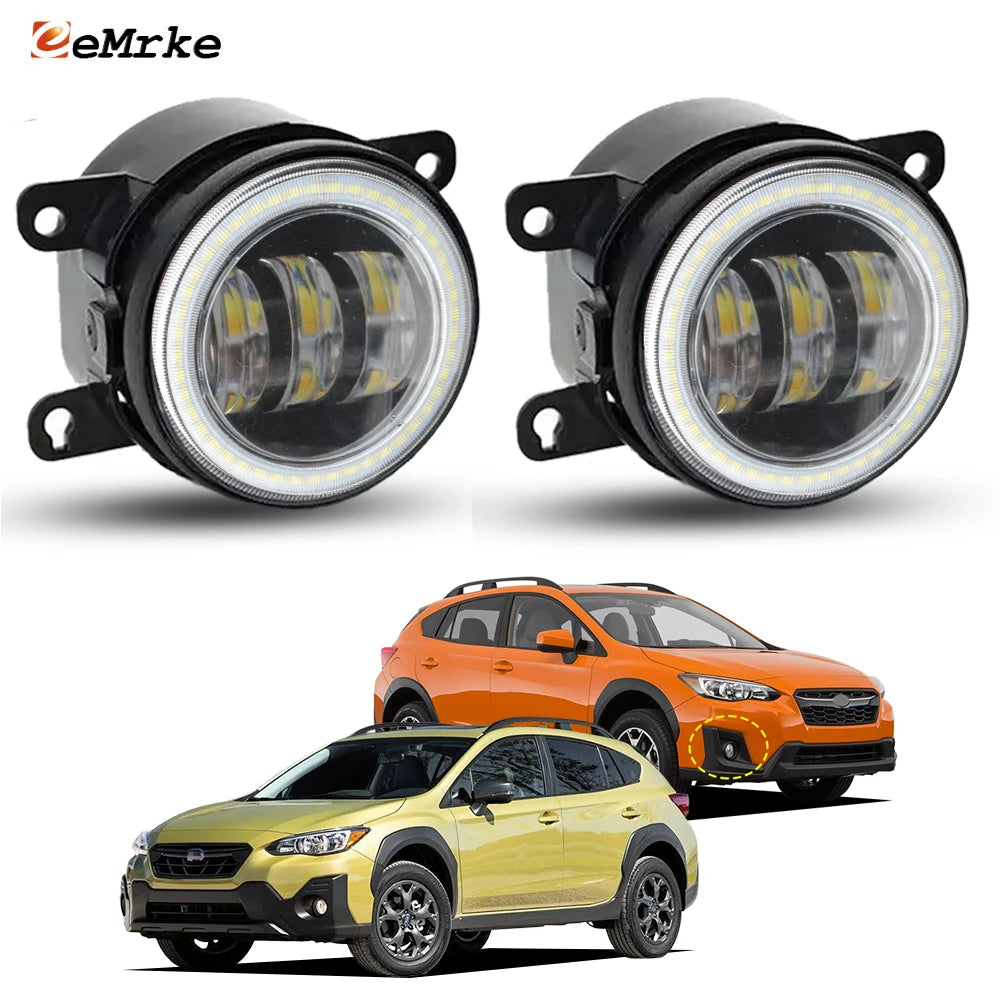 Updated LED Angel Eyes Fog Lights 30W DRL For Subaru XV GT 2018 2019 2020 Crosstrek Sport Limited 2021 2022 2023 White+ Yellow — view 1