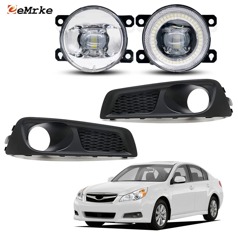 Updated LED Angel Eyes Fog Lights 30W DRL Front Fog Lampshade For Subaru Legacy Sedan North America BM 2010 2011 2012 2013 2014 — view 1