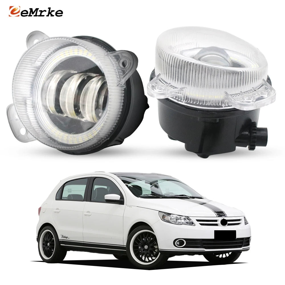 Updated Led Fog Lights For Volkswagen Gol G5 Saveiro Voyage 2008 2009 2010 2011 Angel Eyes DRL Ring Daytime Running Lamp Car PTF — view 1