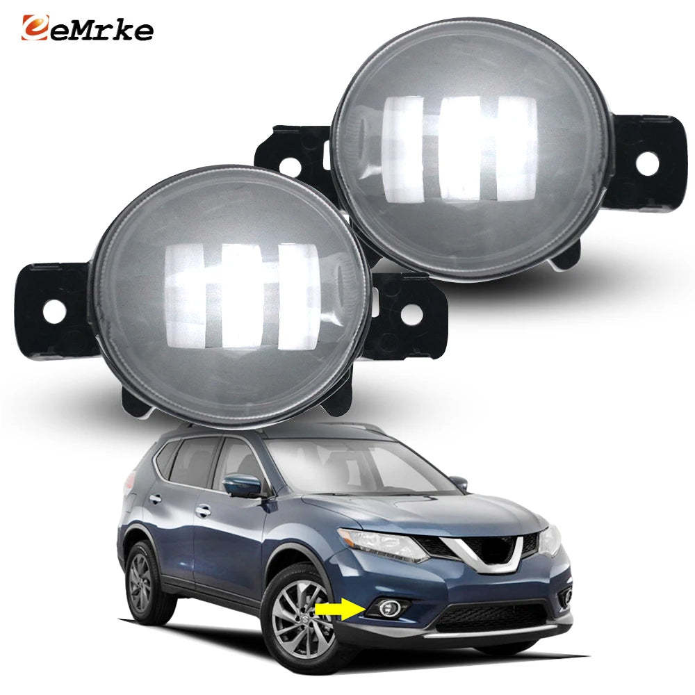 Upgrade 30W Led Fog Lights 12V for Nissan Rogue X-trail T32 2014 2015 2016 with Clear Lens DRL PTF Fog Driving Lamp Assembly — view 1