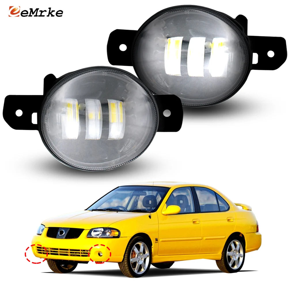 Upgrade 30W Led Fog Lights 12V for Nissan Sentra V B15 2005 2006 with Cut-Line Lens DRL PTF Front Fog Driving Lamp Assembly — view 1