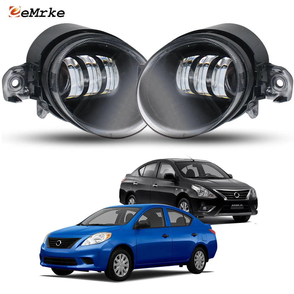Upgrade 30W Led Fog Lights 12V for Nissan Sunny Almera Versa Sedan Latio N17 2012-2018 with Lens DRL PTF Front Fog Driving Lamp — view 1