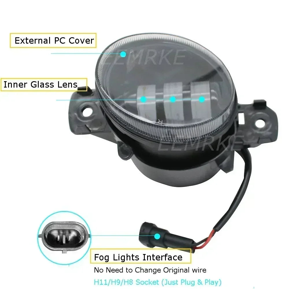 Upgrade 30W Led Fog Lights 12V for Nissan Serena Suzuki Landy C27 2016 2017 2018 2019 with Lens DRL PTF Front Fog Driving Lamp — view 3