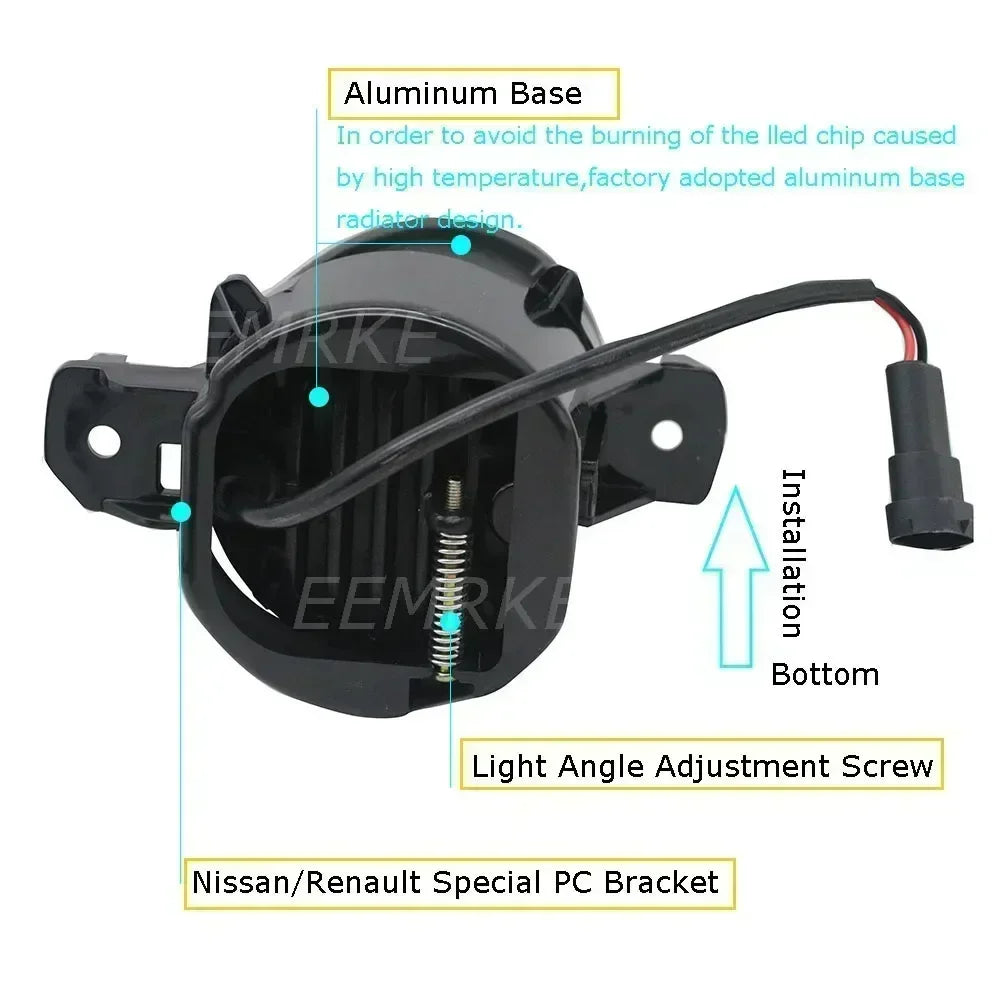 Upgrade 30W Led Fog Lights 12V for Nissan Terra 2018 2019 2020 Oting Paladin 2024 2025 with Lens DRL PTF Front Fog Driving Lamp — view 4