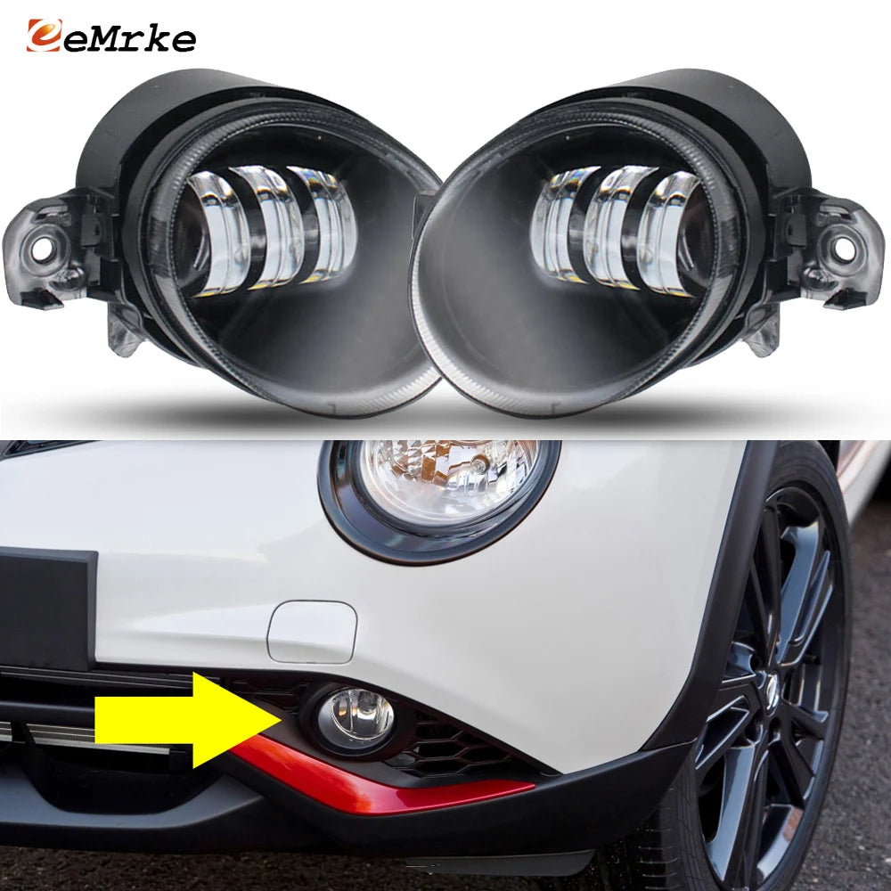 Upgrade 30W Led Fog Lights Assembly for Nissan Juke F15 Facelift 2015 '16 '17 '18 2019 with Lens 12V DRL H11 PTF Car Fog Lamp — view 1