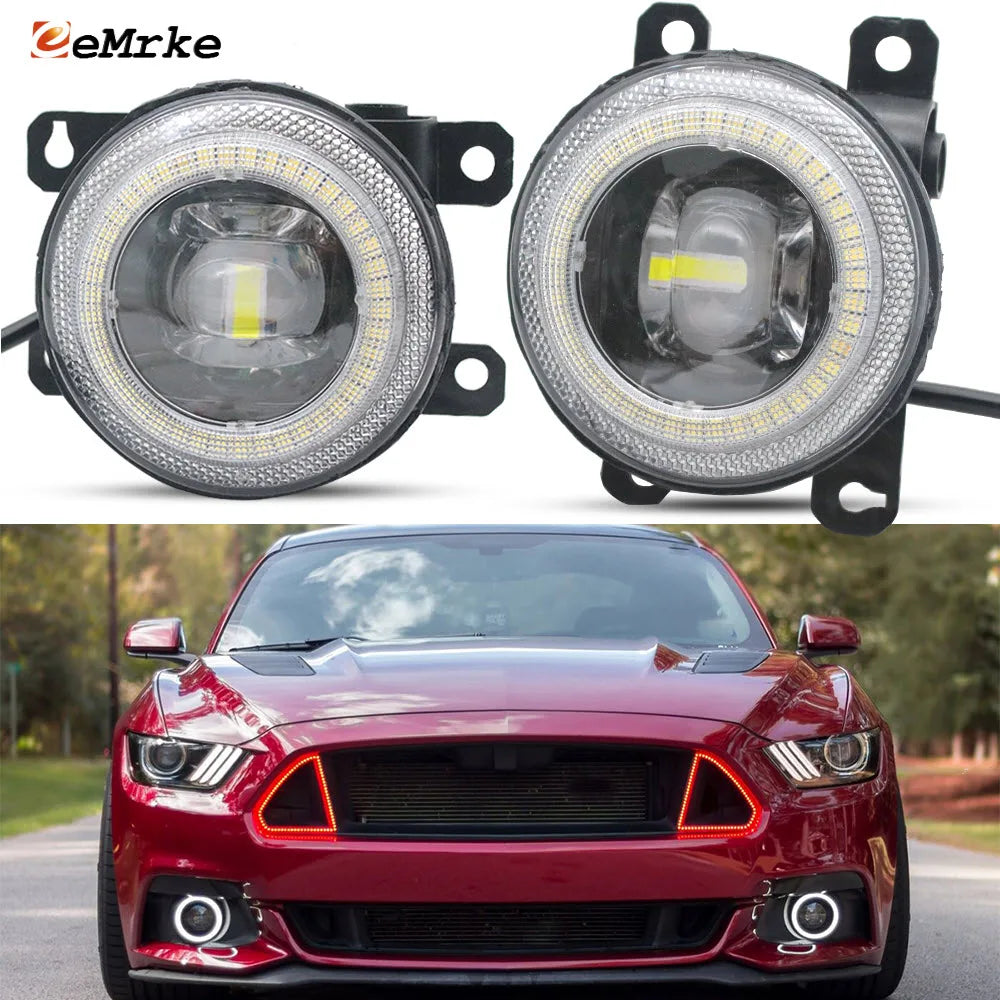 Upgrade 30W Led Fog Lights Assembly for Ford Mustang 6 VI S550 2015 2016 2017 or Front Bumper Car DRL Halo Angel Eyes Day Light — view 1