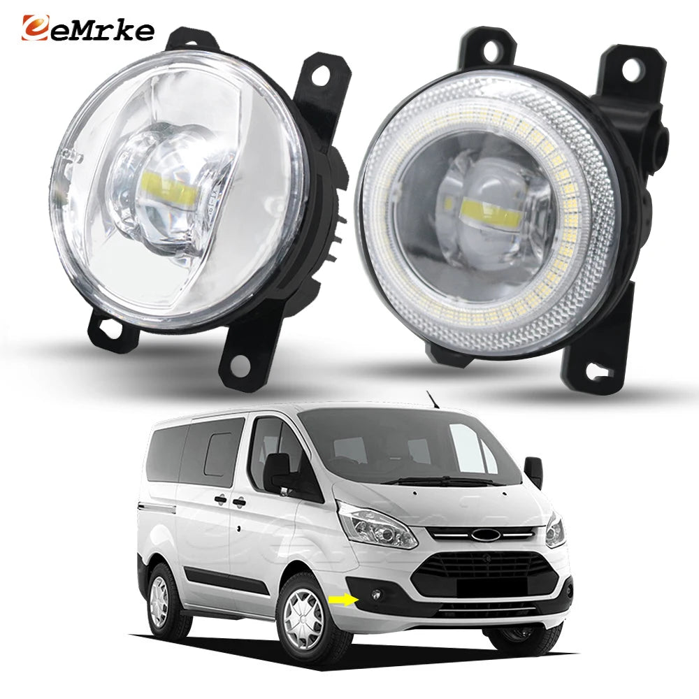 Upgrade 30W Led Fog Lights for Ford Tourneo / Transit Custom V362 2012-2017 or Front Bumper Car DRL Halo Angel Eyes Day Light — view 1