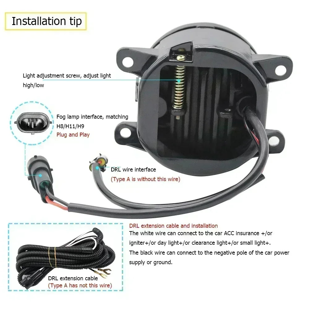 Upgrade Front LED Fog Driving Lights for Jaguar S-Type X200 2004-2008 Fog Lamp with Lens DRL Car PTF Angel Eyes Rings 40W — view 4