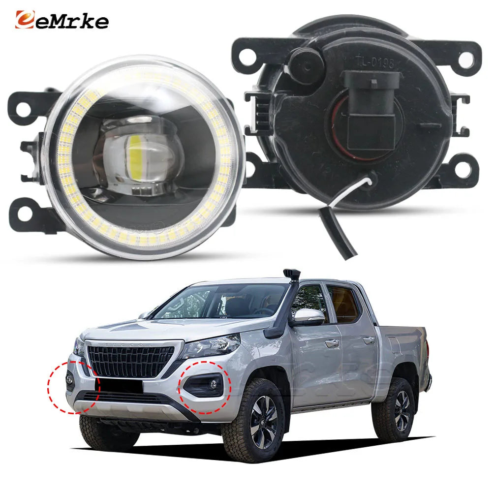 Upgrade Led Angel Eye Fog Lights 30W DRL Or Halogen Fog Lamp For Peugeot Landtrek 2022 2023 2024 2025 2026 Easy Replace Factory — view 1