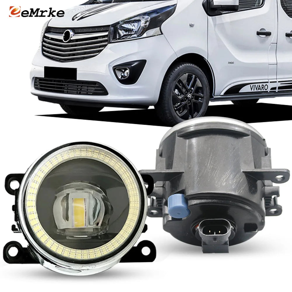 Upgrade Led Angel Eye Fog Lights 30W DRL Or Halogen Fog Lamp Assembly For Opel Vauxhall Vivaro B X82 2015 2016 2017 2018 2019 — view 1