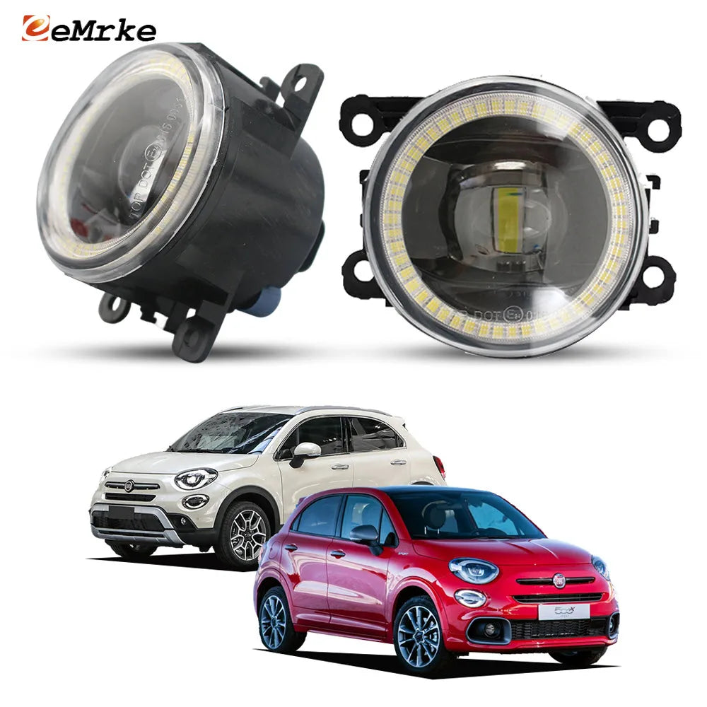 Upgrade Led Angel Eye Fog Lights Lens 30W DRL Halogen Fog Lamp For Fiat 500X Cross Trekking Sport 500X Connect 2018-2023 — view 1
