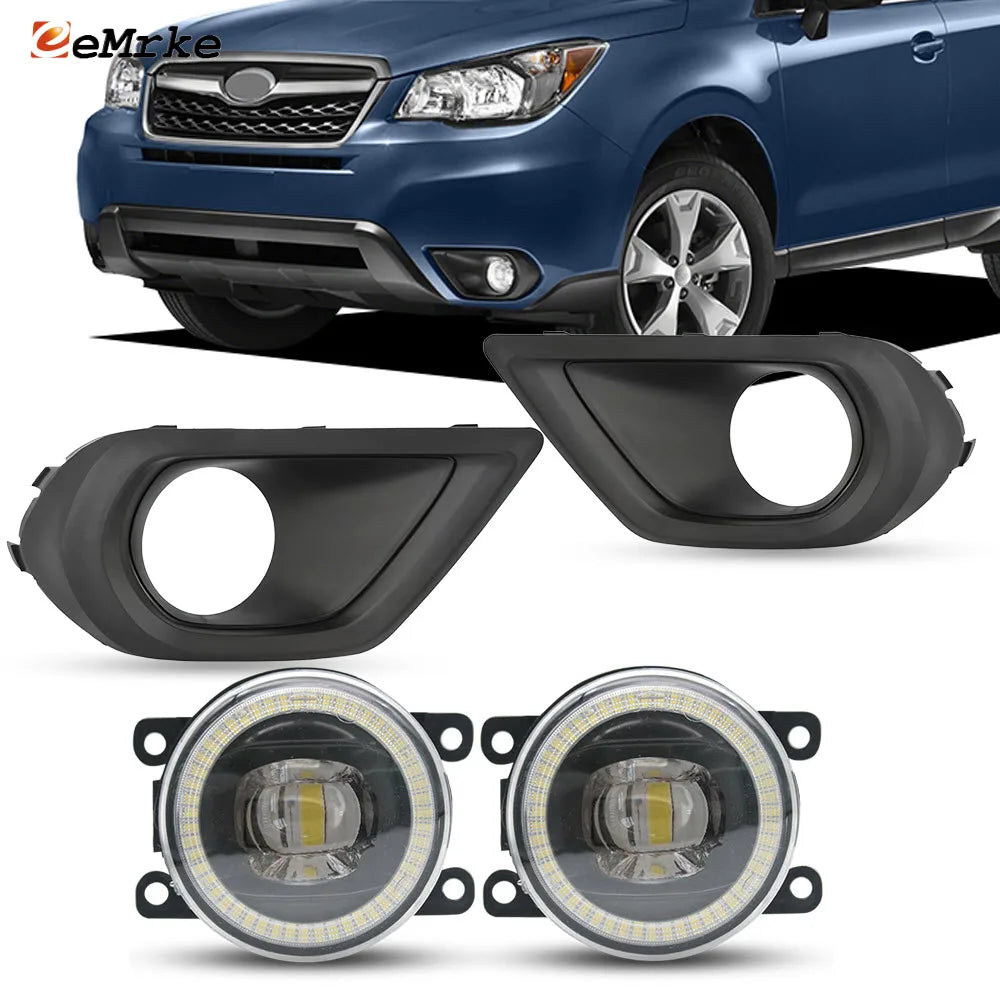 Upgrade Led Angel Eye Fog Lights Lens 30W DRL For Subaru Forester SJ XC IV 2013 2014 2015 2016 or Halogen Fog Lamp Replace — view 1