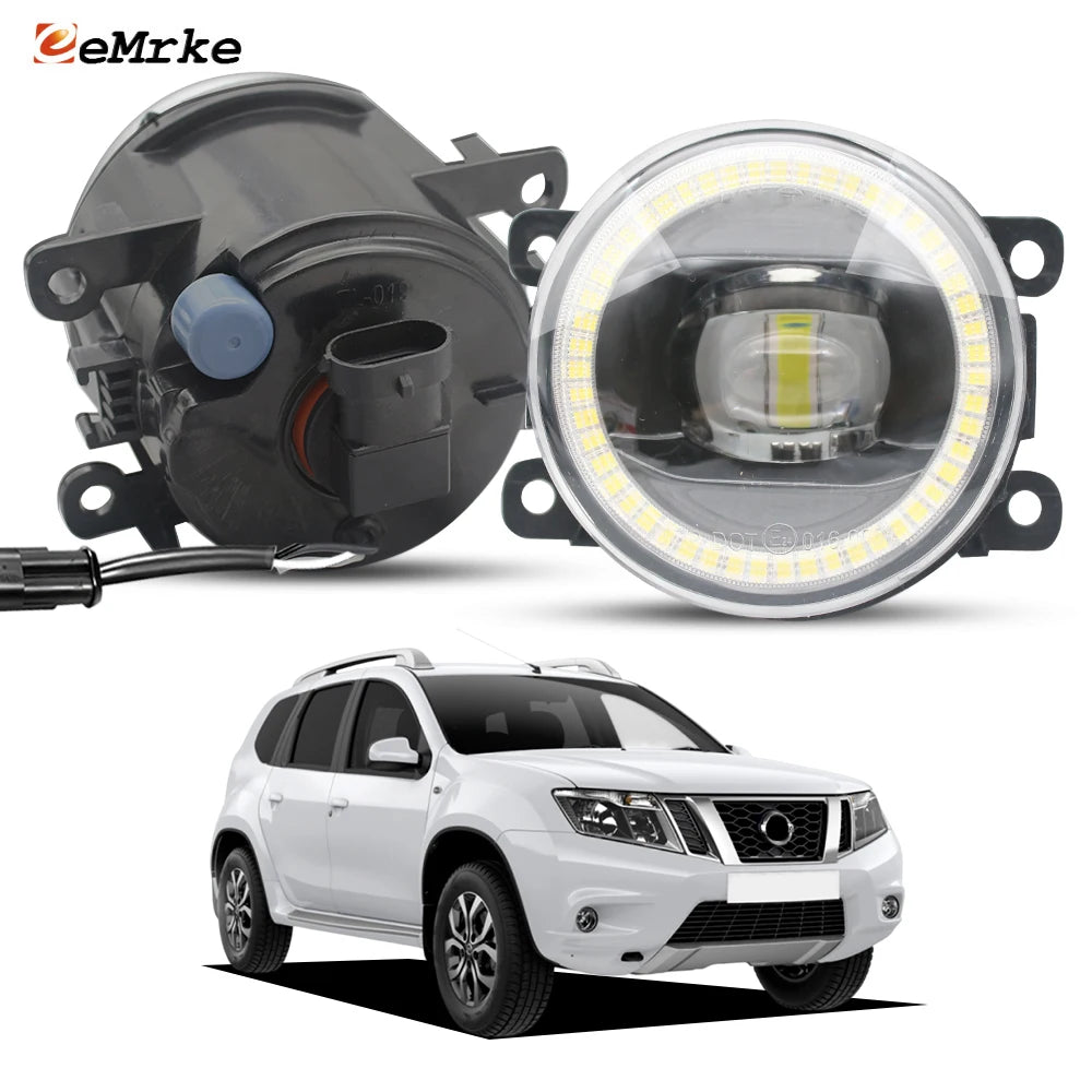 Upgrade Led Angel Eyes Fog Lights Lens 30W DRL Lamp For Nissan Terrano 2013 2014 2015 2016 2017 2018 2019 2020 2021 2022 2023 — view 1