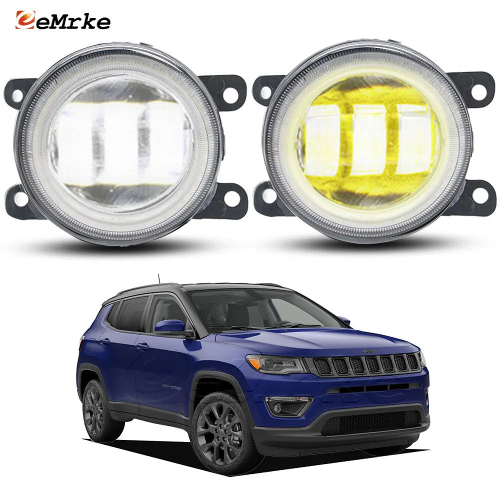 Upgrade Led Car Fog Lights PTF 40W For Jeep Compass MP 2017 2018 2019 not mk49 DRL Angel Eyes with Lens Daytime Running Lamp — view 1