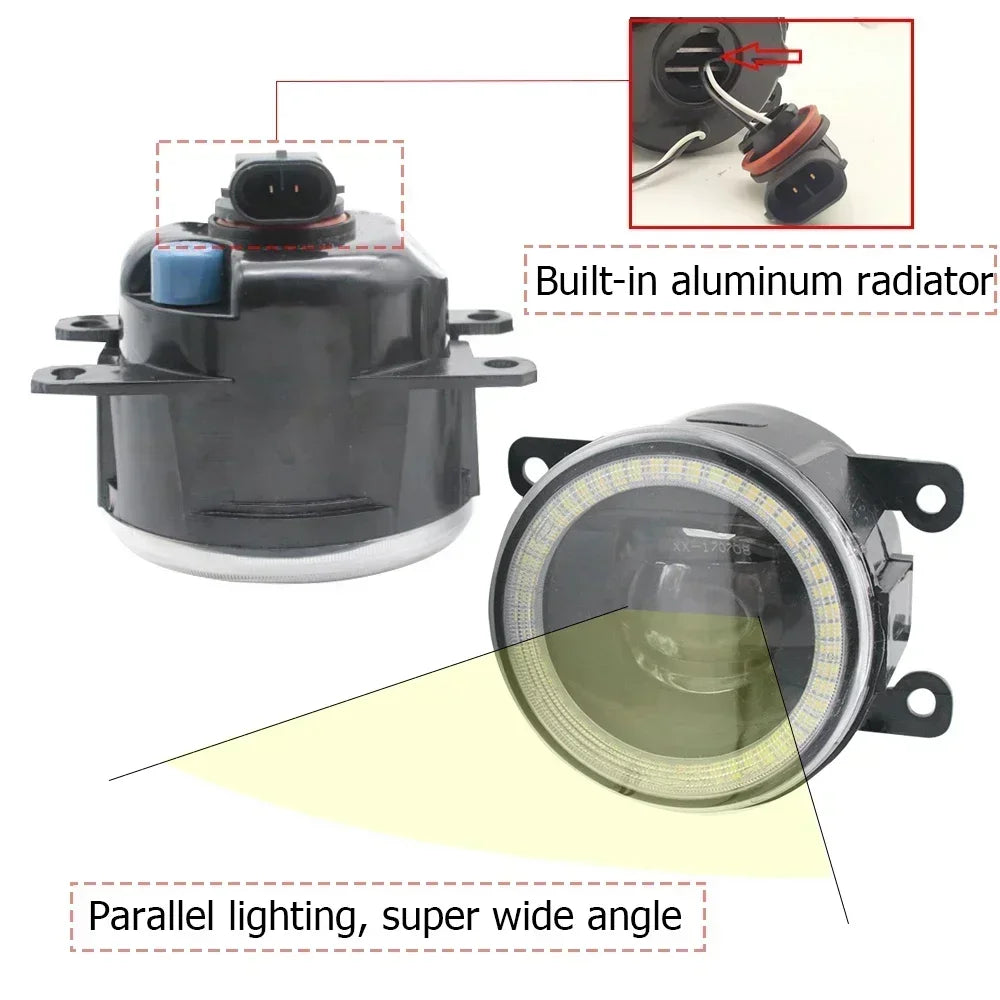 Upgrade Led DRL Angel Eye Fog Lights Lens 30W Halogen Fog Lamp For Fiat Tipo Hatchback Wagon 2015 2016 2017 2018 2019 2020 2021 — view 4