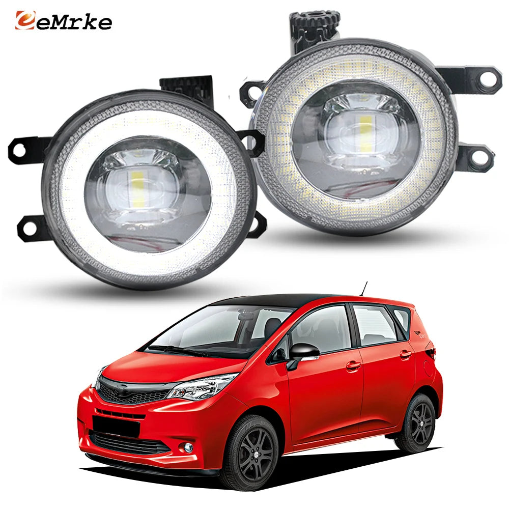 Upgrade Led Fog Lamp Assembly Angel Eye DRL PTF Light with Cut-Line Clear Lens for Subaru Trezia 2010 2011 2012 2013 2014 2015 — view 1